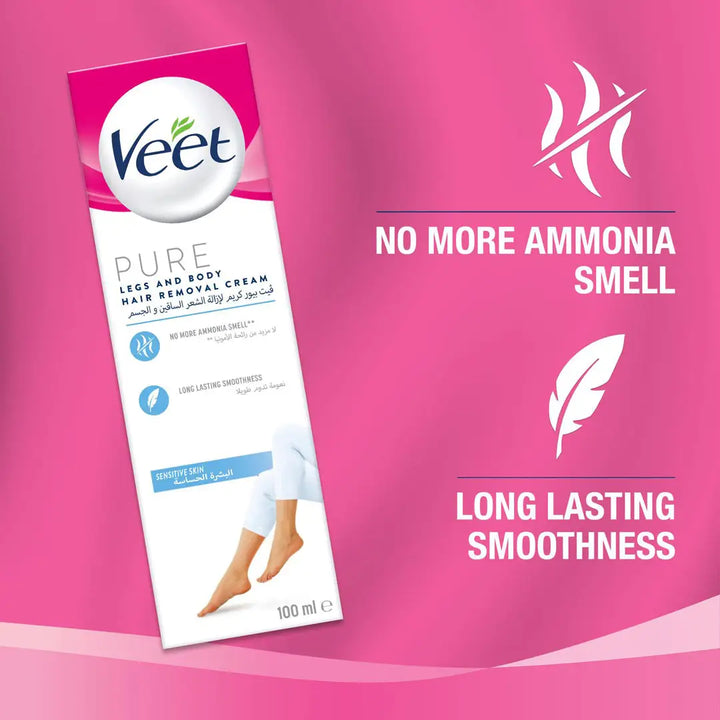 51064-Veet Pure Legs &amp; Body Hair And Removal Cream 100ML +4