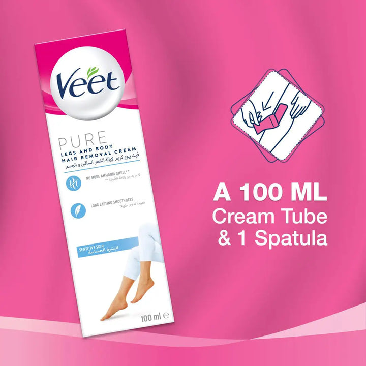 51064-Veet Pure Legs &amp; Body Hair And Removal Cream 100ML +5