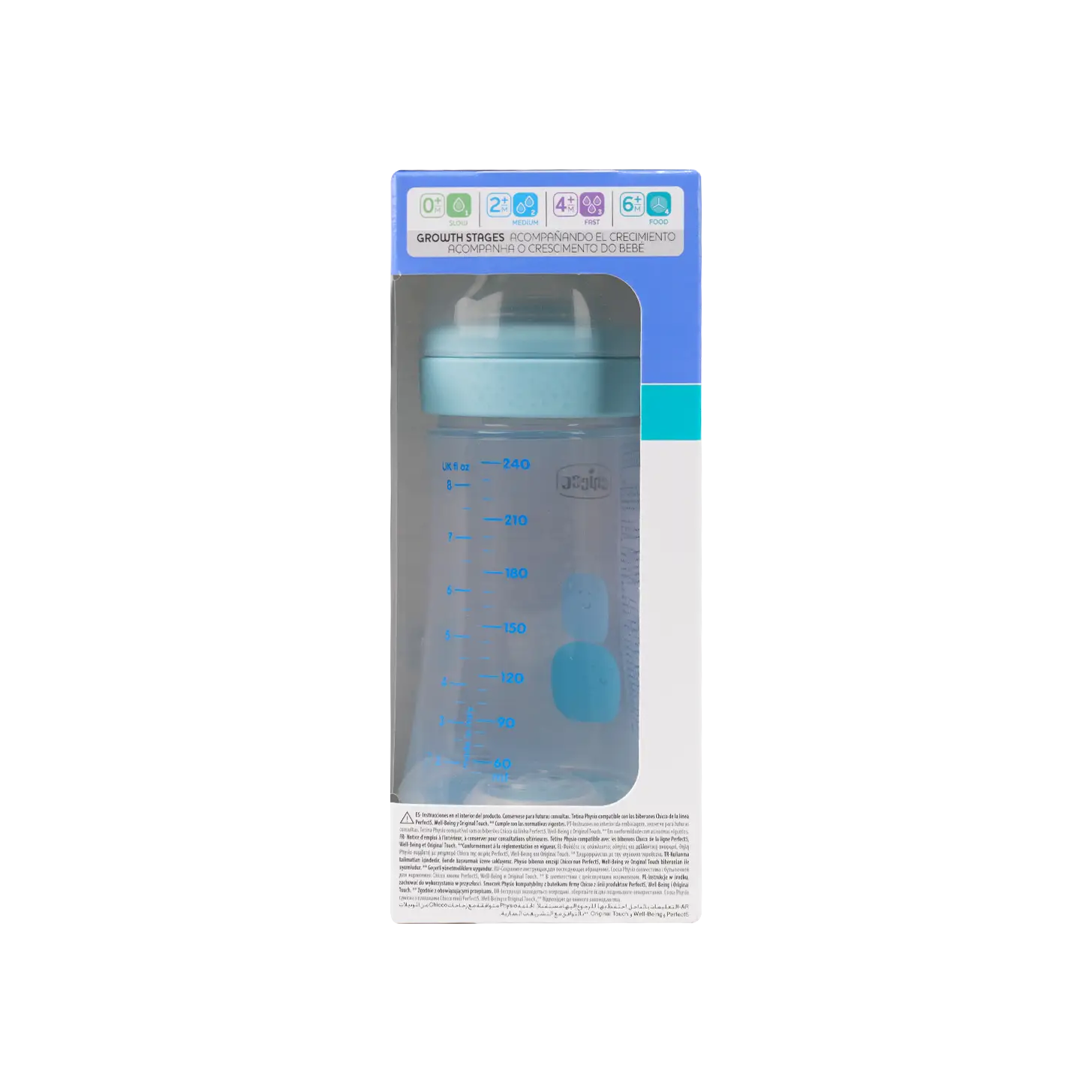 Chicco Perfect 5 Medium Bottle Blue 240ml (2m + ) -2035