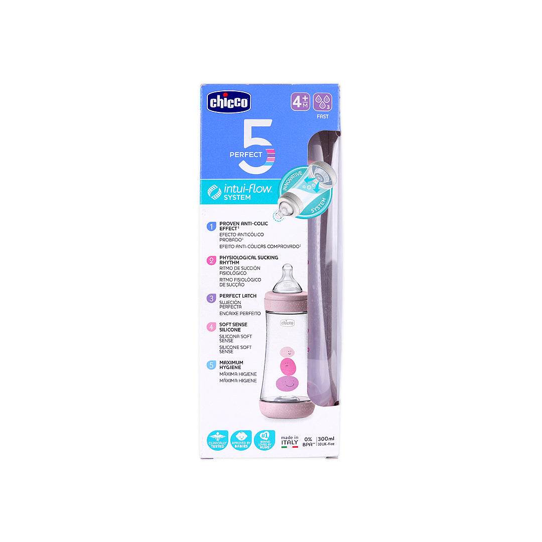 Chicco Perfect 5 Fast Bottle Pink 300ml (4m+)