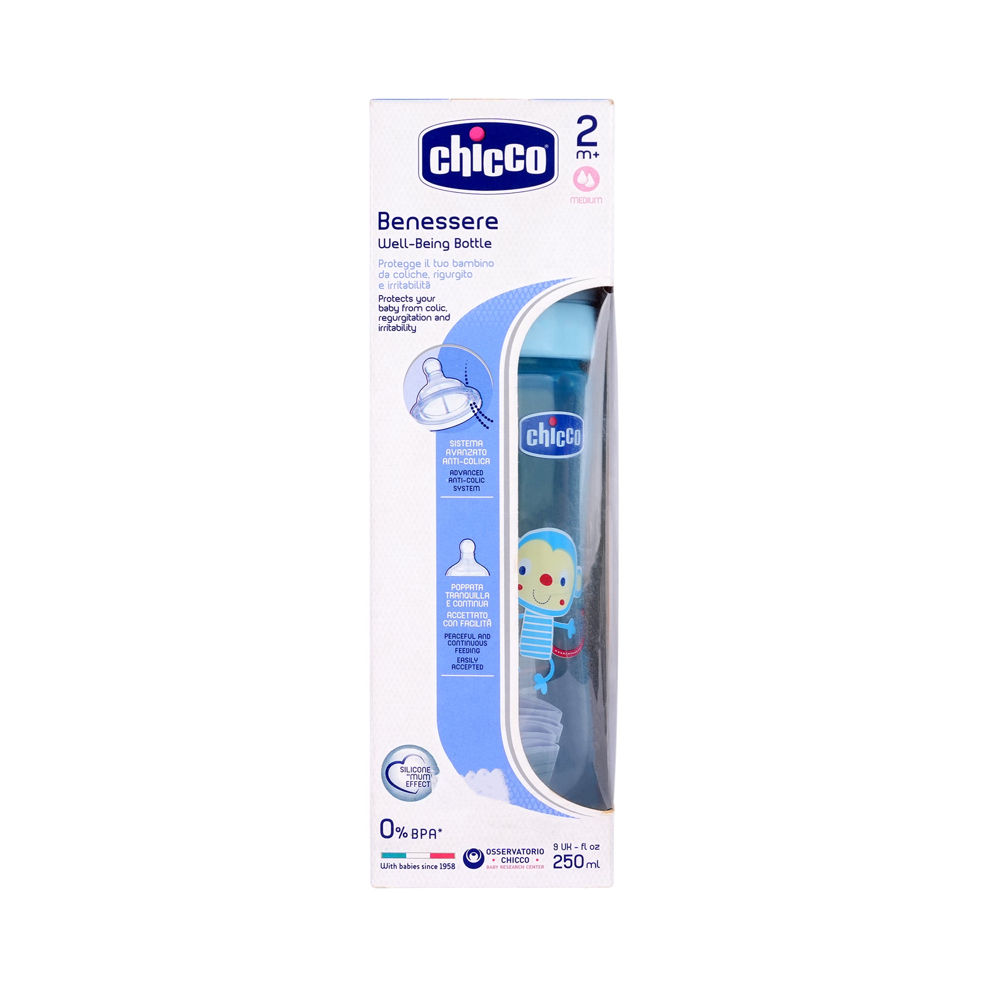 51187-Chicco Well-Being Anti-Colic System Boy Medium 250ml(2m+) +3
