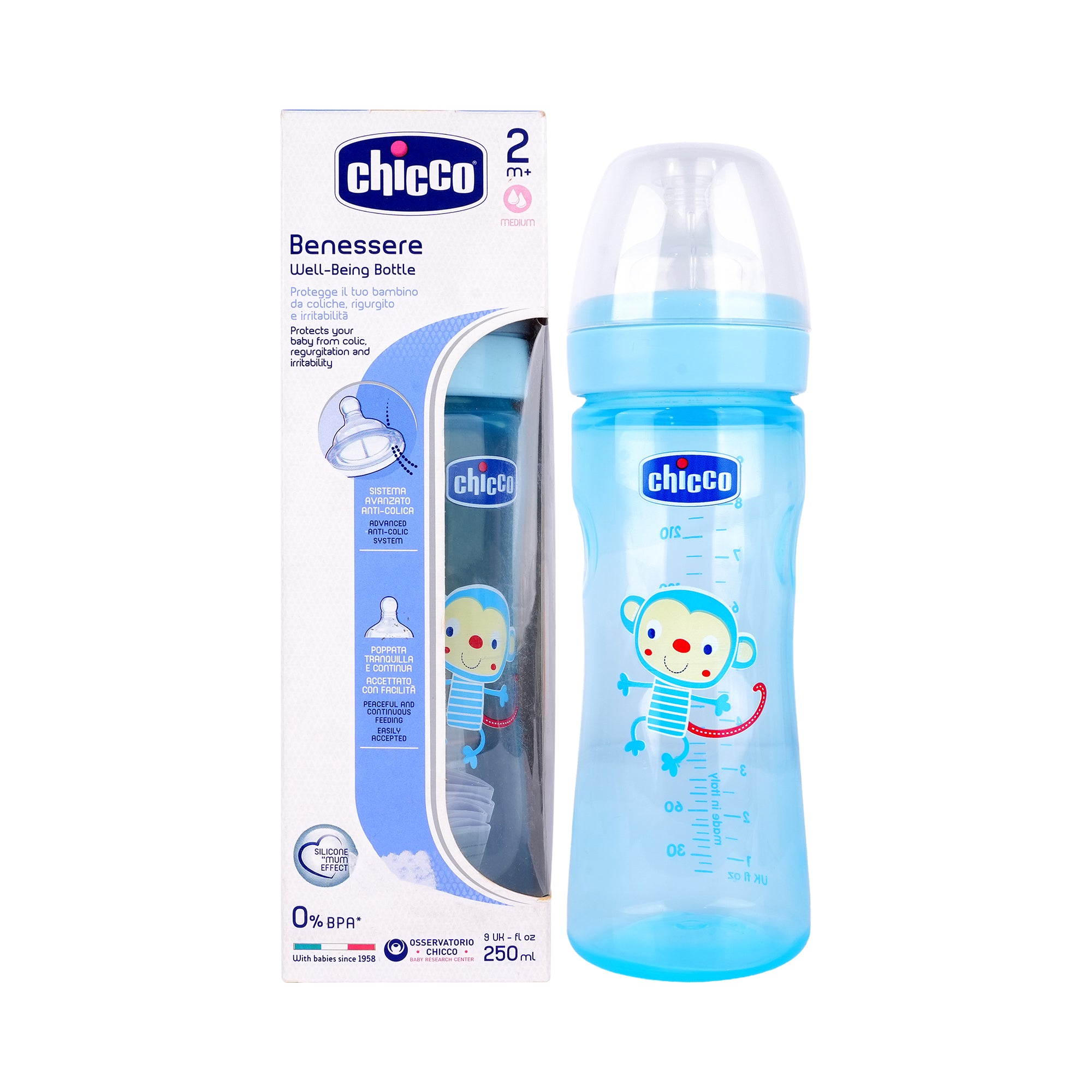51187-Chicco Well-Being Anti-Colic System Boy Medium 250ml(2m+) +2