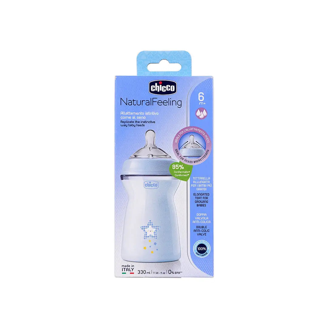 51197-Chicco Natural Feeling Bottle Blue 330ml (6m+) +7