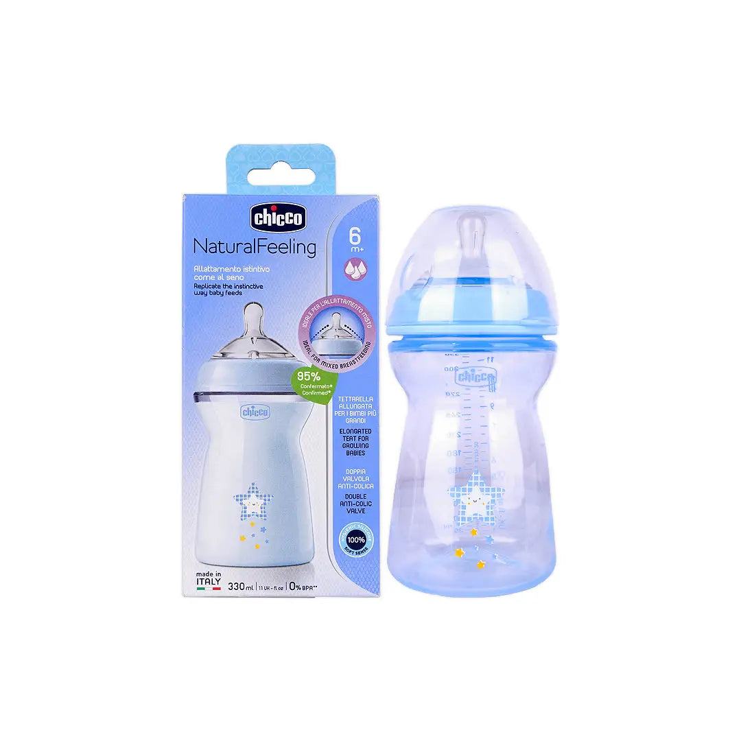 51197-Chicco Natural Feeling Bottle Blue 330ml (6m+) +6