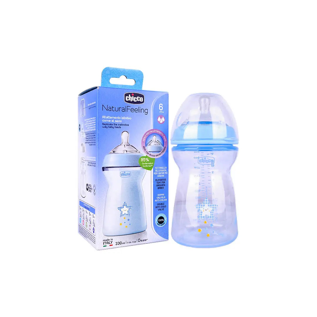 51197-Chicco Natural Feeling Bottle Blue 330ml (6m+)