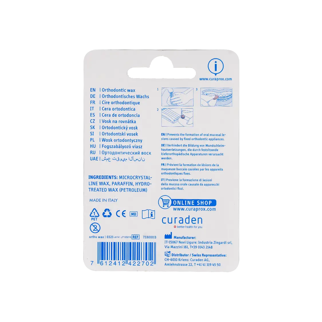 51219-Curaprox Ortho Wax Strips 7pcs +1