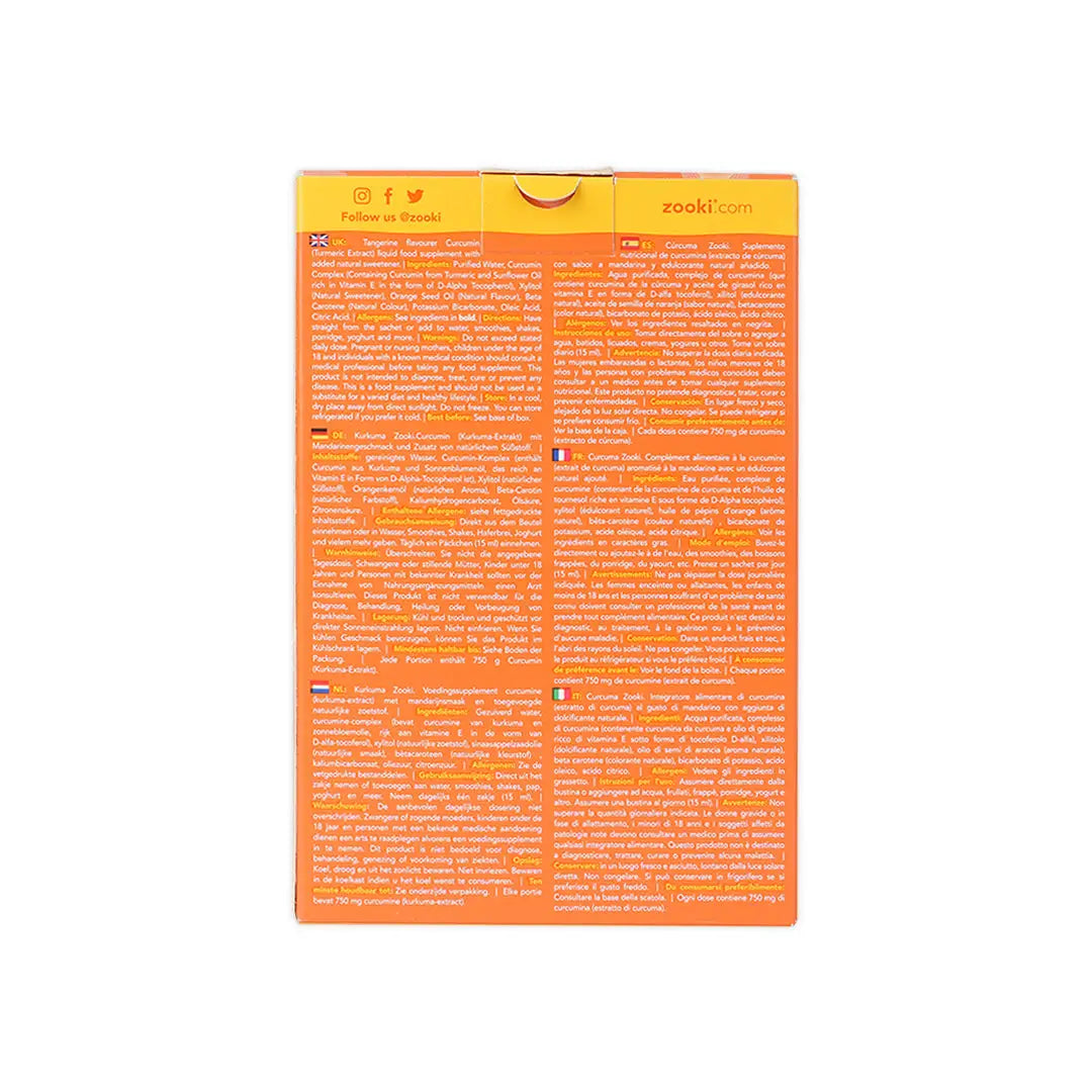 Zooki Turmeric 750mg 15mlx14 Sachets - Tangerine