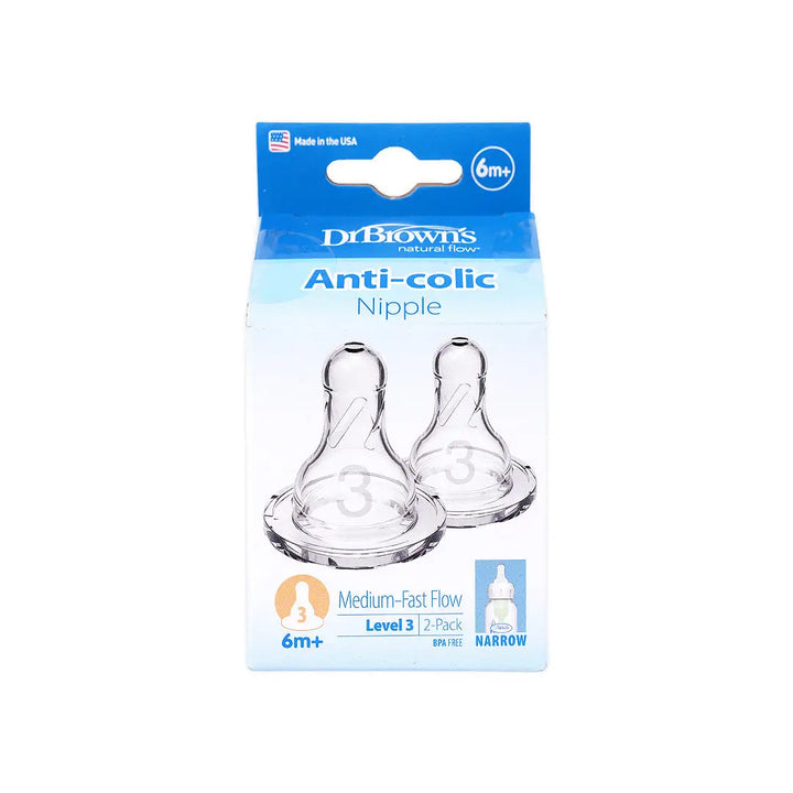 51258-Dr Browns Natural Flow 2 Silicone Nipples(6m+)