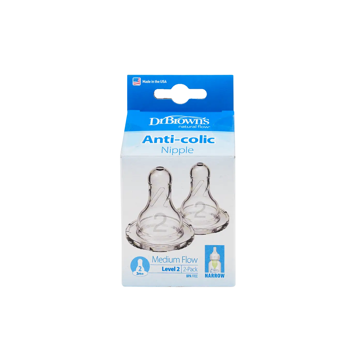 Dr Browns Natural Flow 2 Silicone Nipples(3m + )-4884