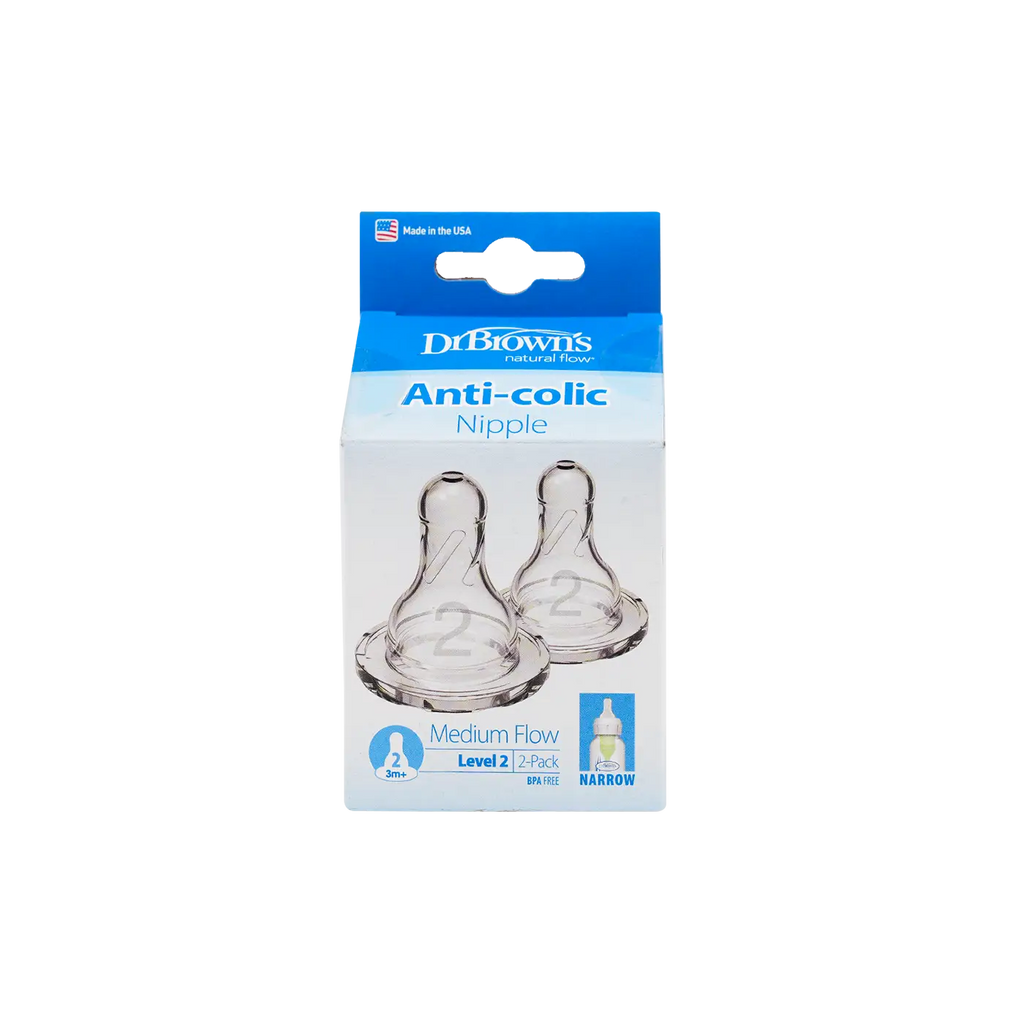 Dr Browns Natural Flow 2 Silicone Nipples(3m + )-4884