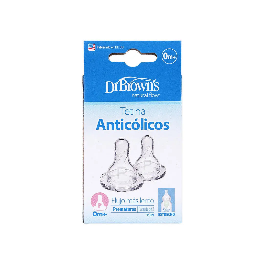 Dr Browns Anti-Colic Slowest Flow 2 Nipples (0m+)