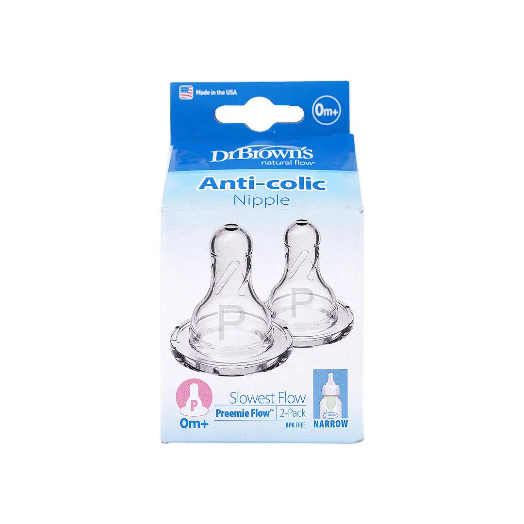 Dr Browns Anti-Colic Slowest Flow 2 Nipples (0m+)