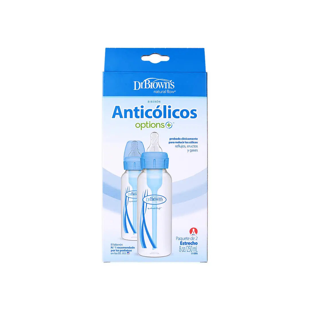 Dr Browns Anti-Colic Baby Bottle(0m+)Blue 2x250ml