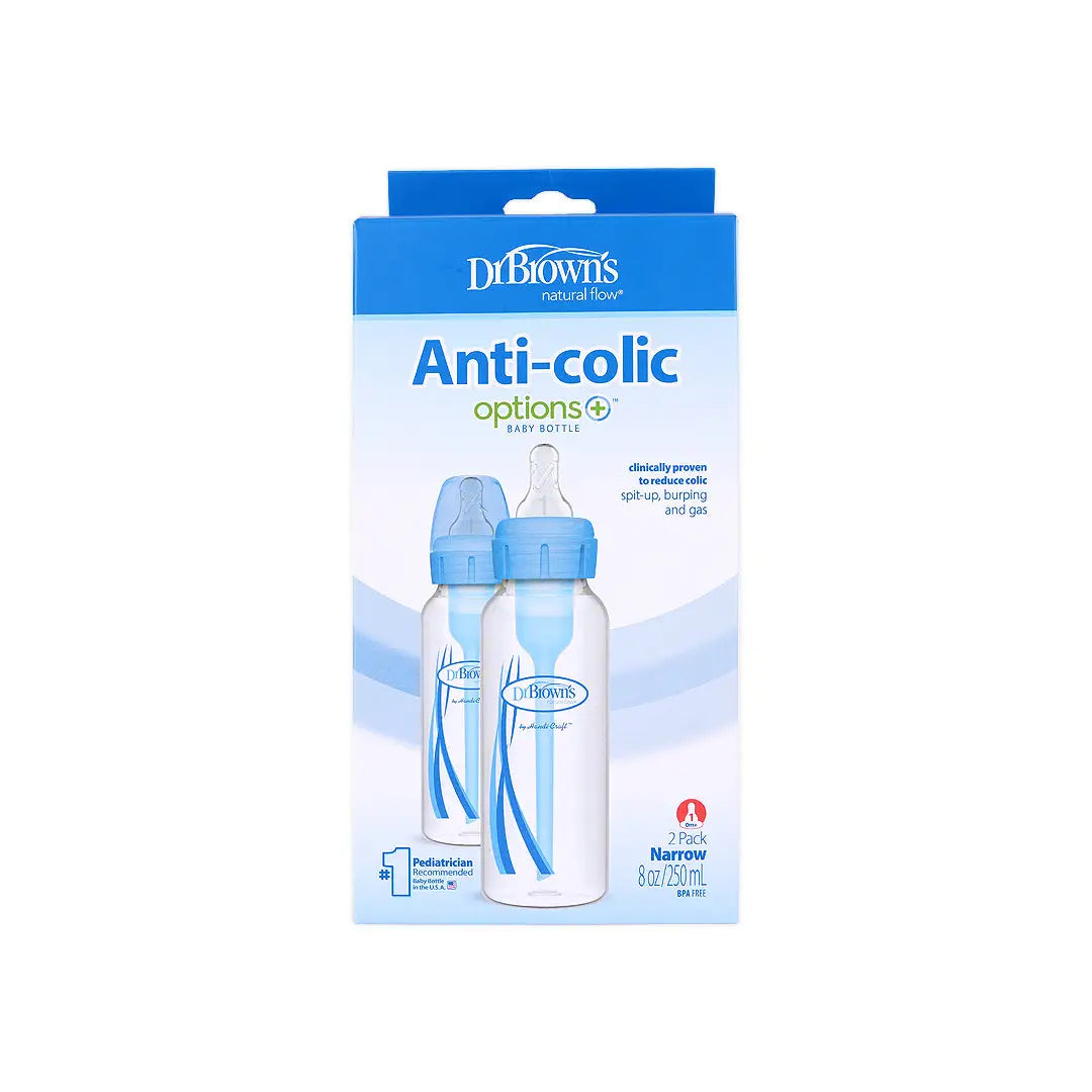 Dr Browns Anti-Colic Baby Bottle(0m+)Blue 2x250ml