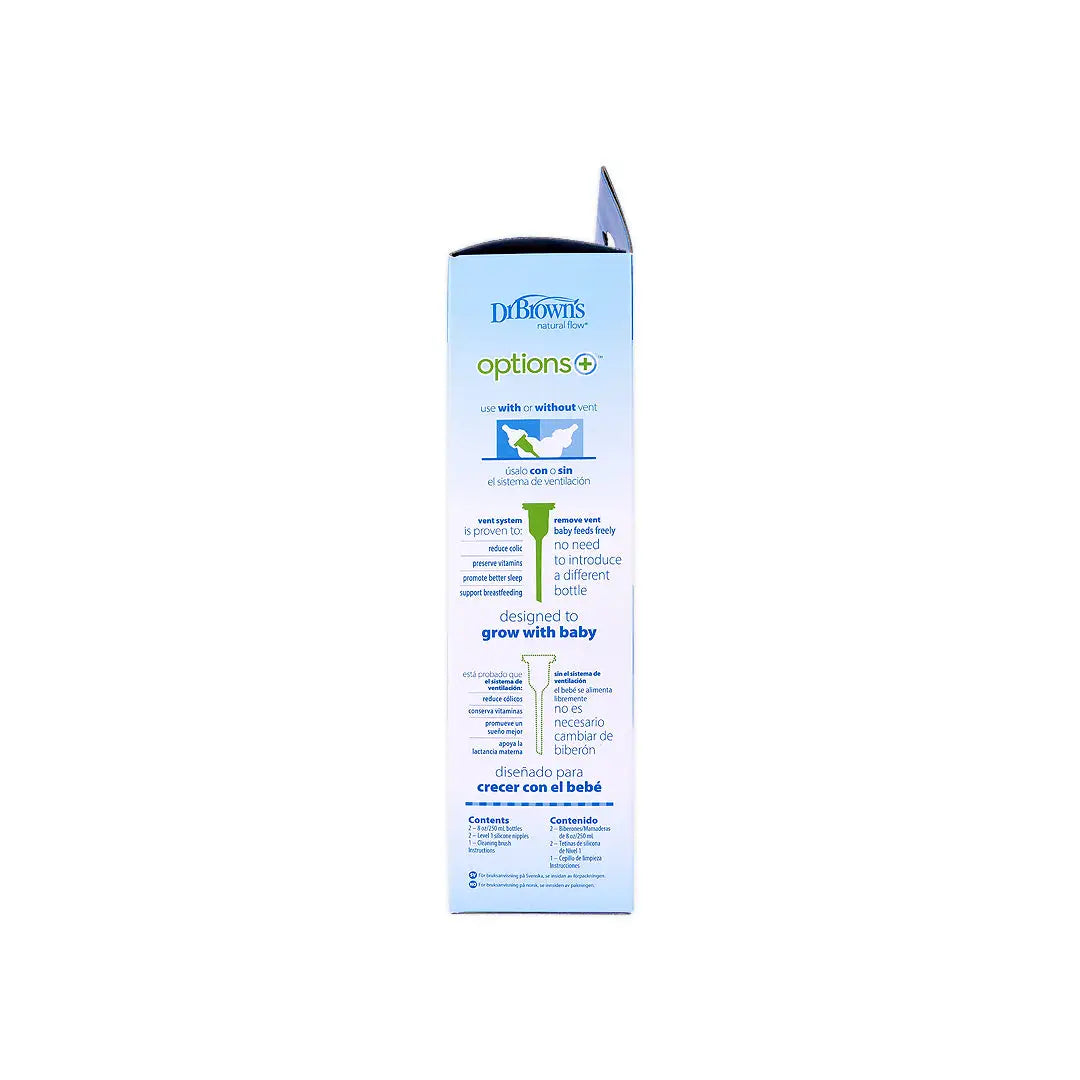 Dr Browns Anti-Colic Baby Bottle(0m+)Blue 2x250ml