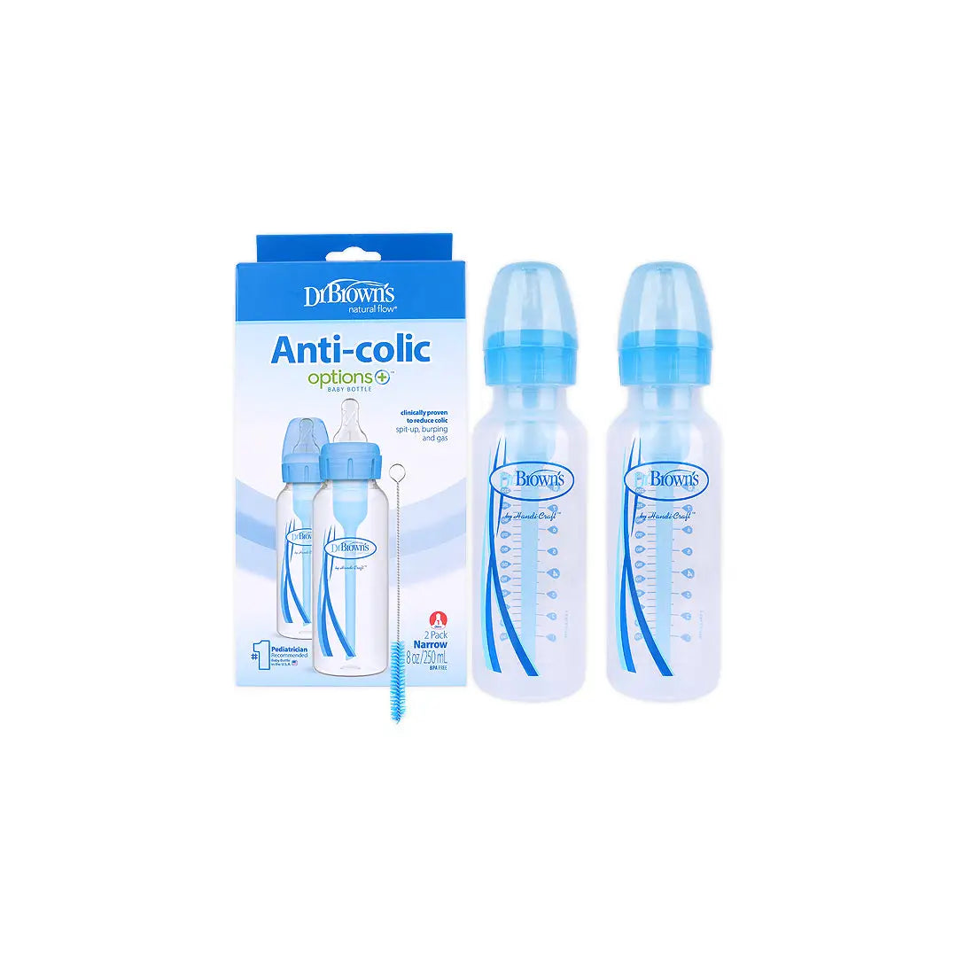 Dr Browns Anti-Colic Baby Bottle(0m+)Blue 2x250ml