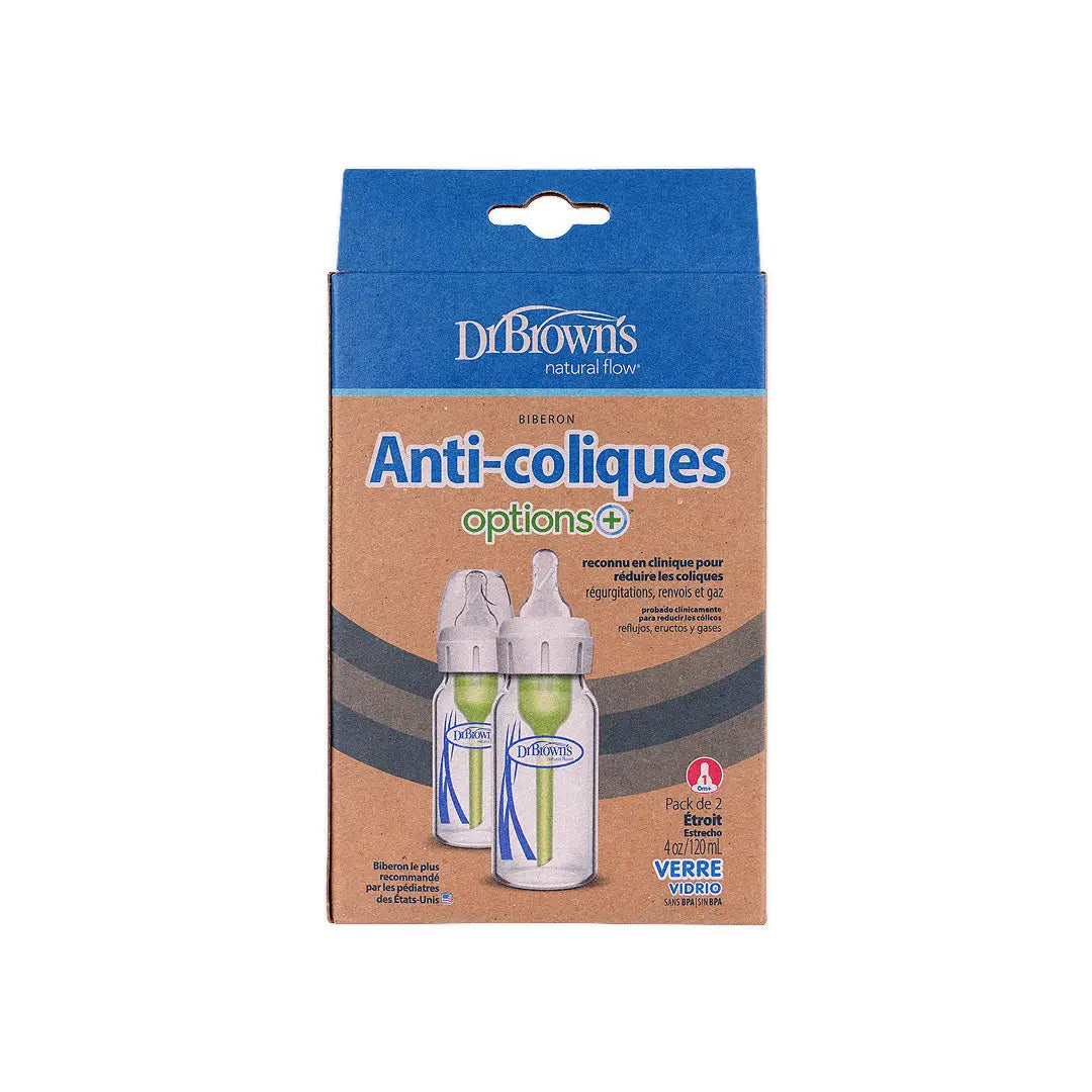 Dr Browns Anti-Colic Baby Glass Bottle(0m+)2x120ml