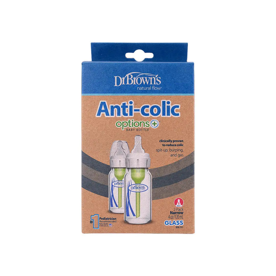 Dr Browns Anti-Colic Baby Glass Bottle(0m+)2x120ml