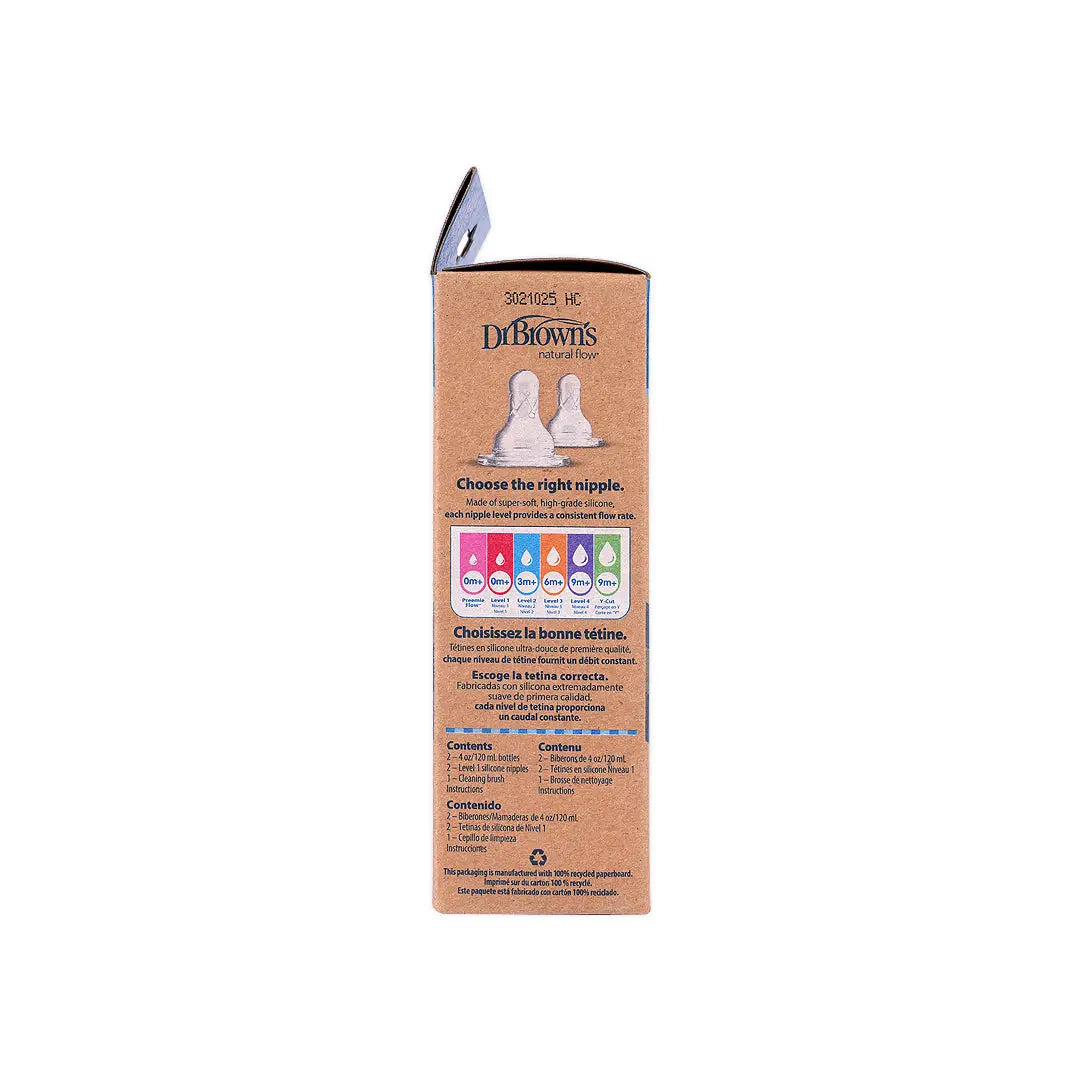 Dr Browns Anti-Colic Baby Glass Bottle(0m+)2x120ml