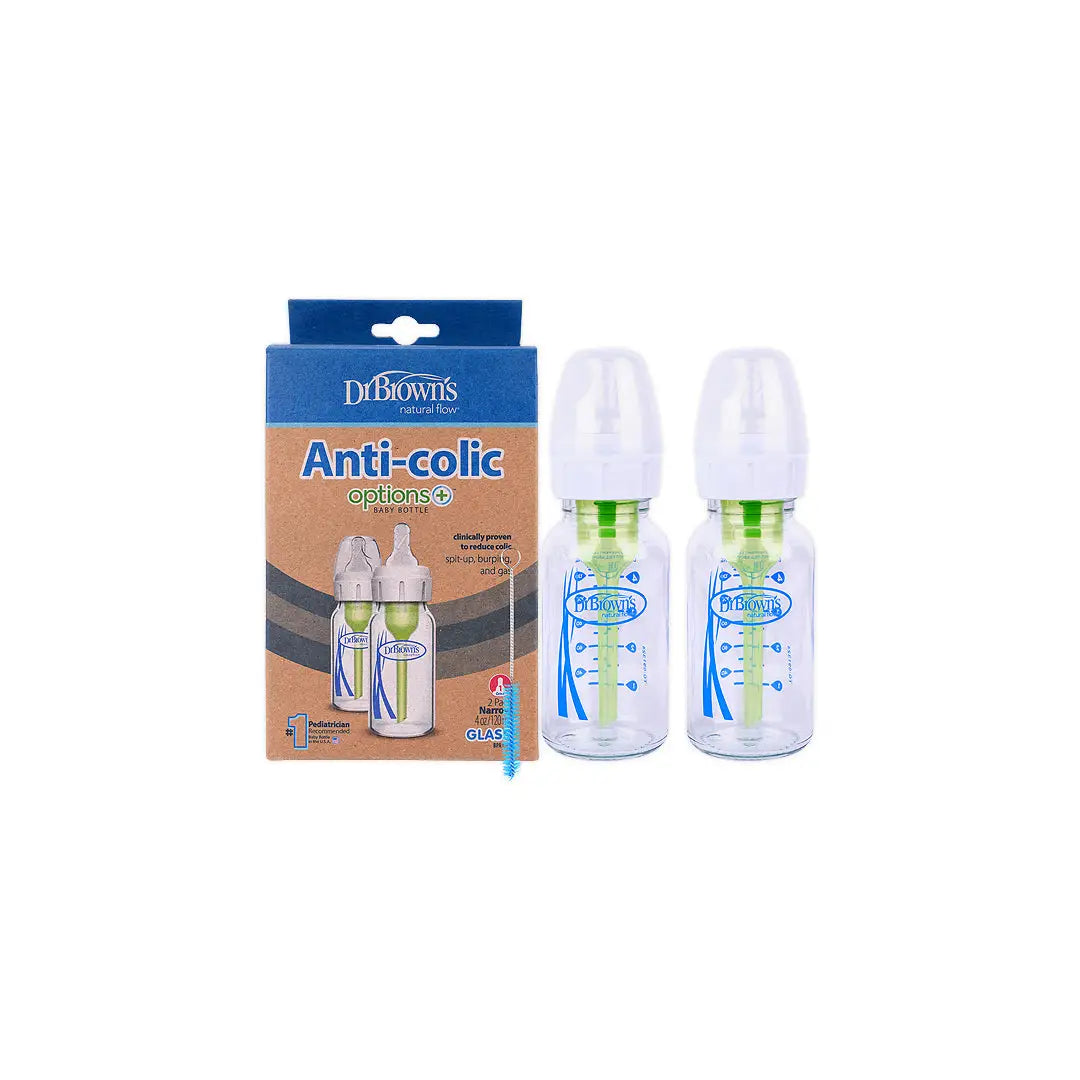 Dr Browns Anti-Colic Baby Glass Bottle(0m+)2x120ml