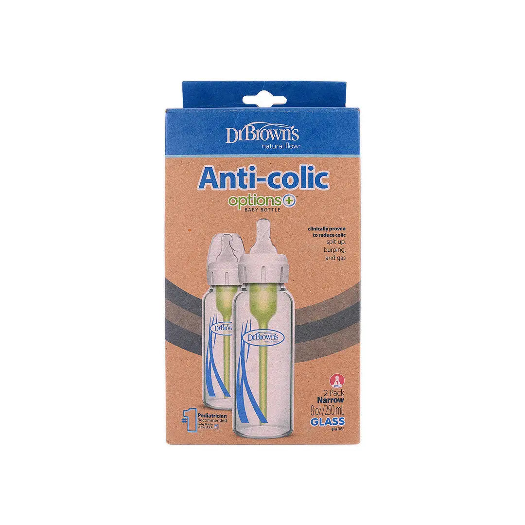 Dr Browns Anti-Colic Baby Glass Bottle(0m+)2x250ml
