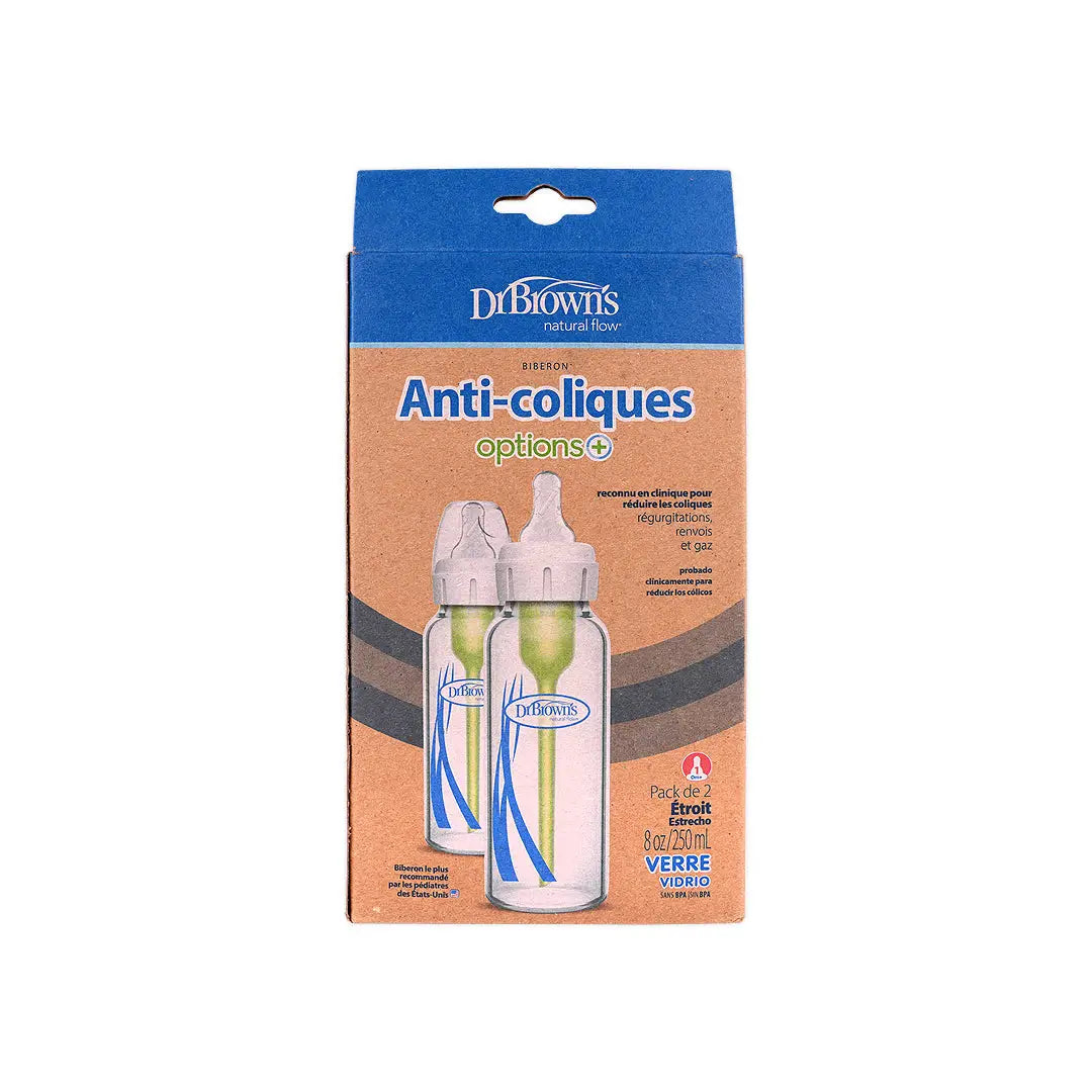 Dr Browns Anti-Colic Baby Glass Bottle(0m+)2x250ml