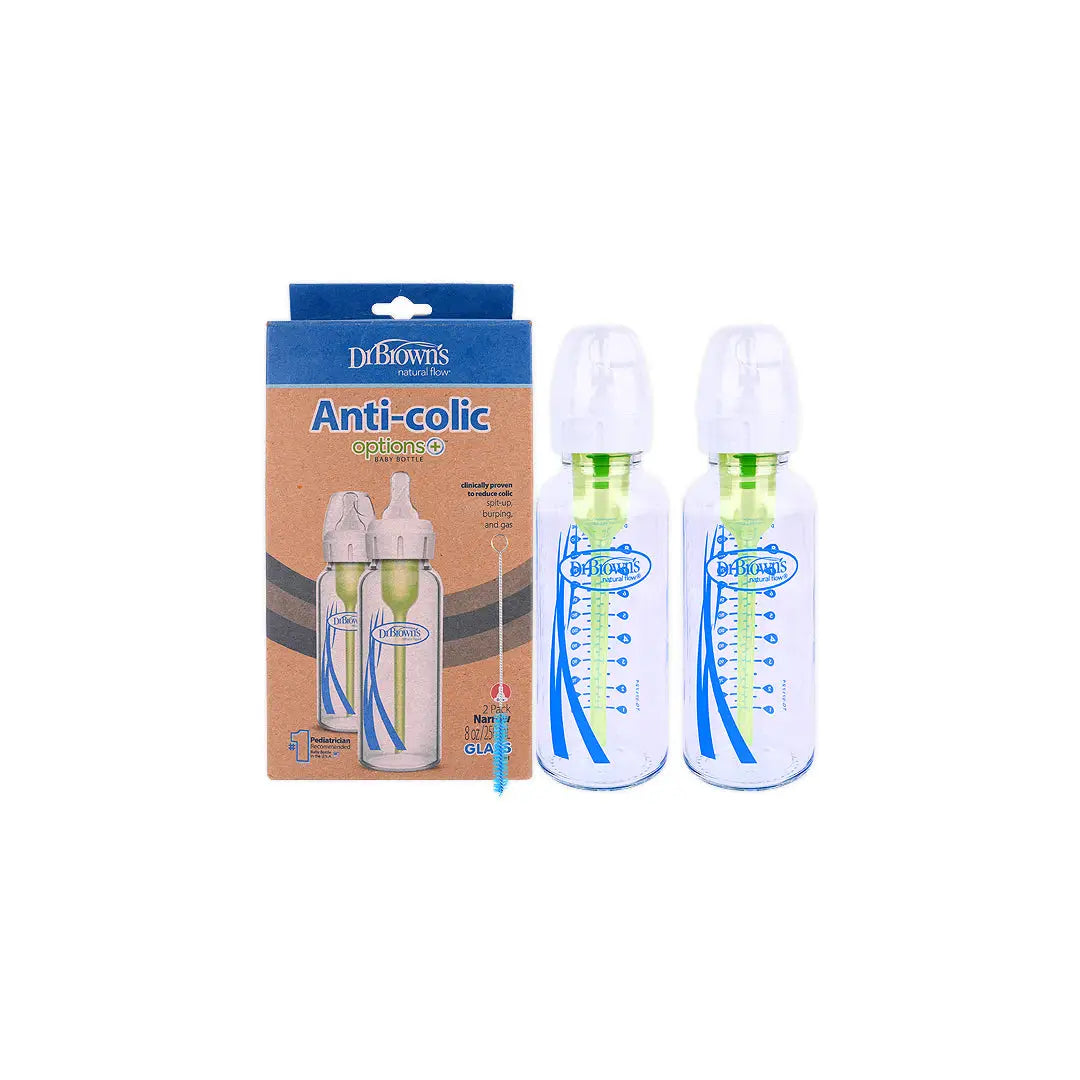 Dr Browns Anti-Colic Baby Glass Bottle(0m+)2x250ml