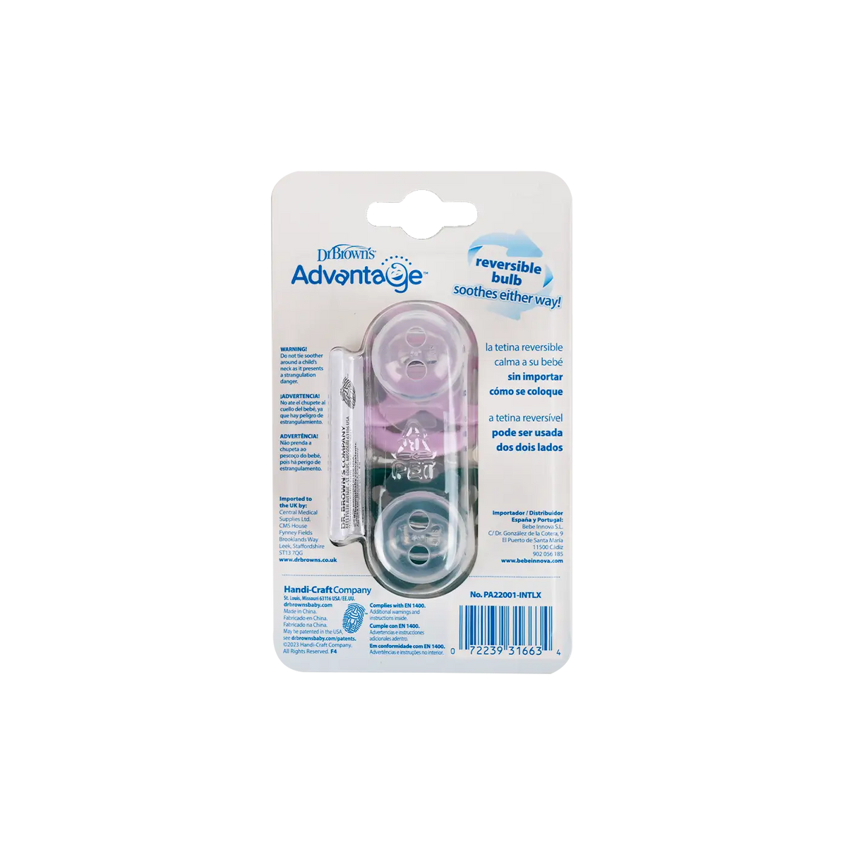 51270-Dr Browns Advantage Pacifier Pink(6-18m) +1