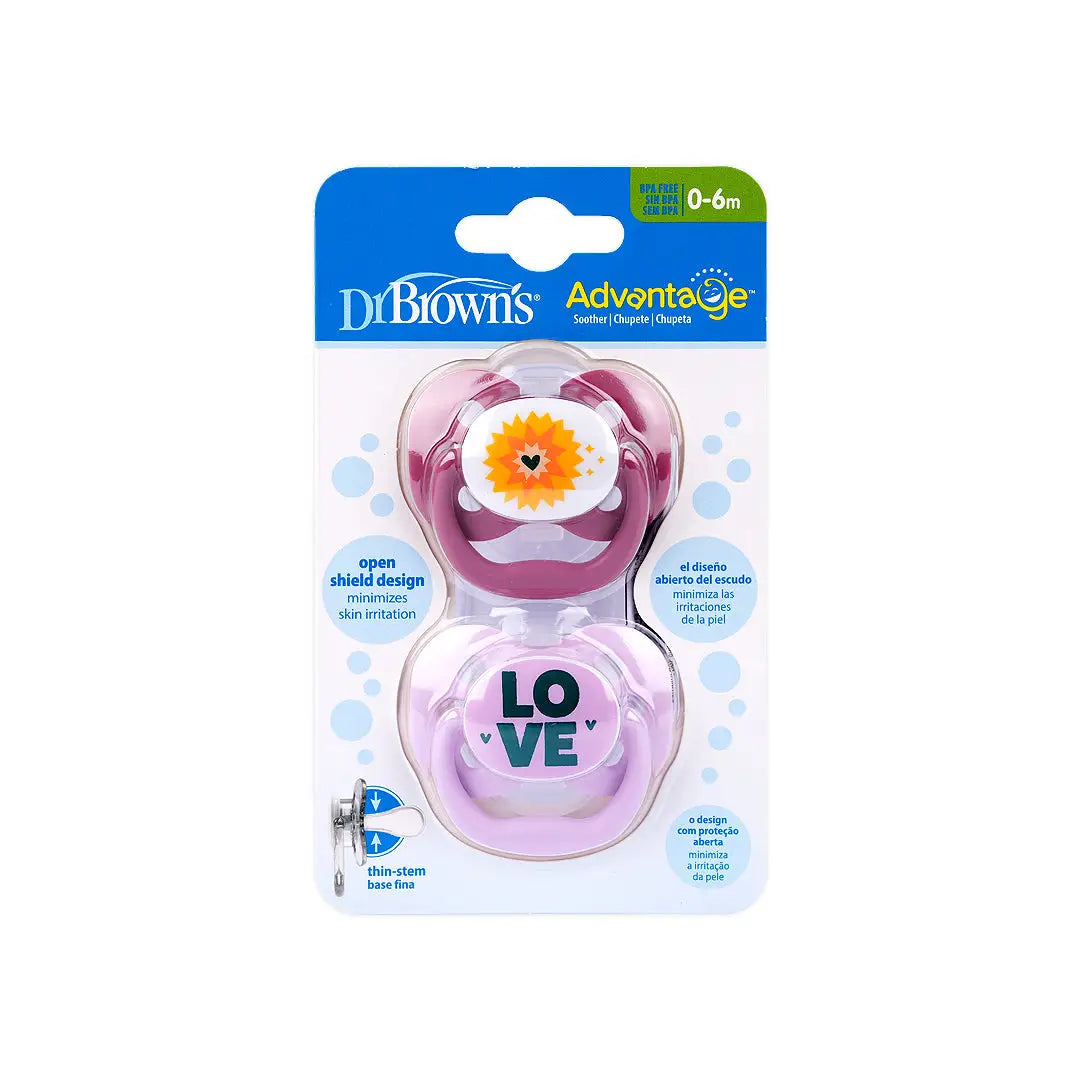 Dr Browns Advantage Pacifier Pink(0-6m)