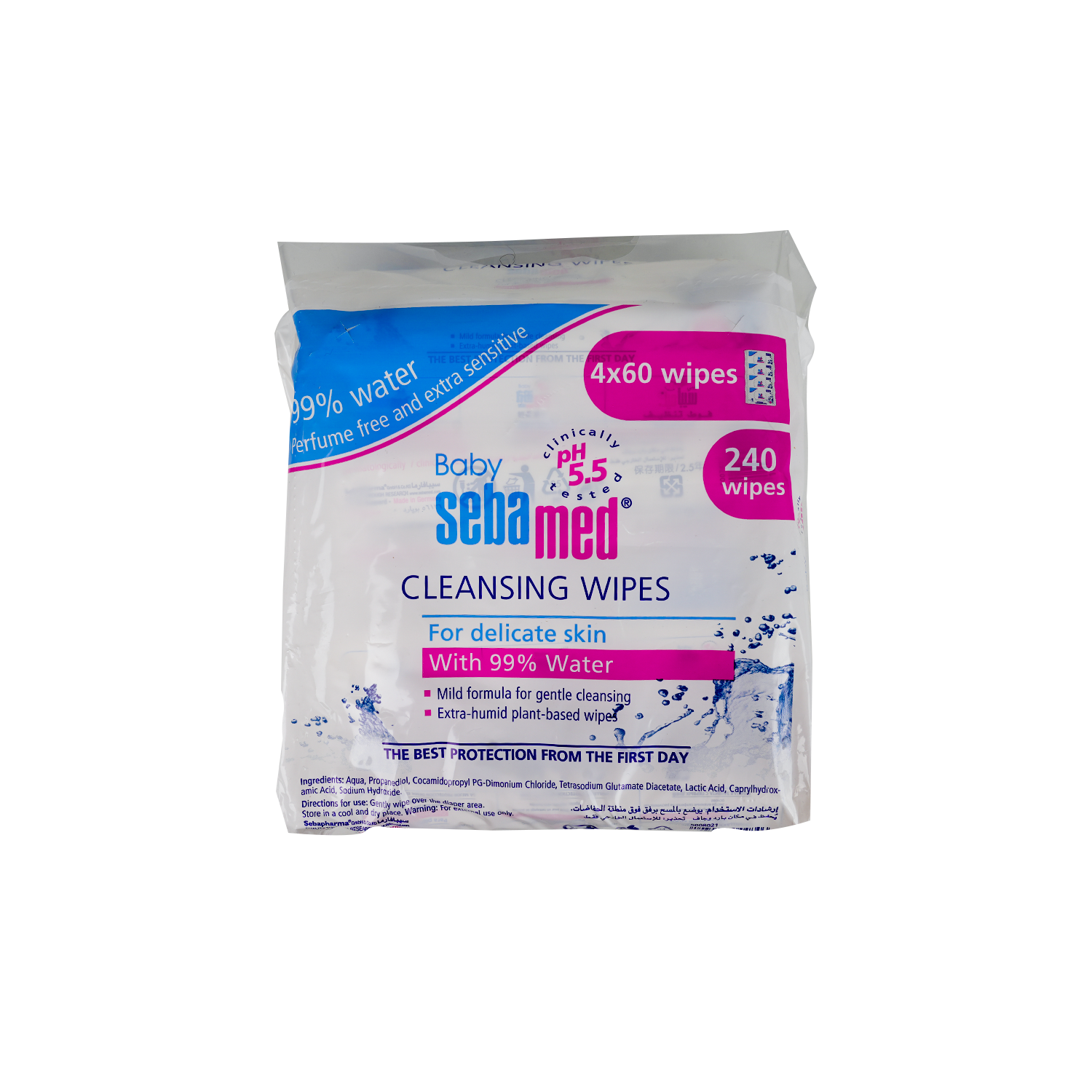 Sebamed Baby Cleansing Wipes With 99% Water 4X60Wipes