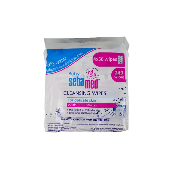 51320-Sebamed Baby Cleansing Wipes With 99% Water 4X60Wipes +2