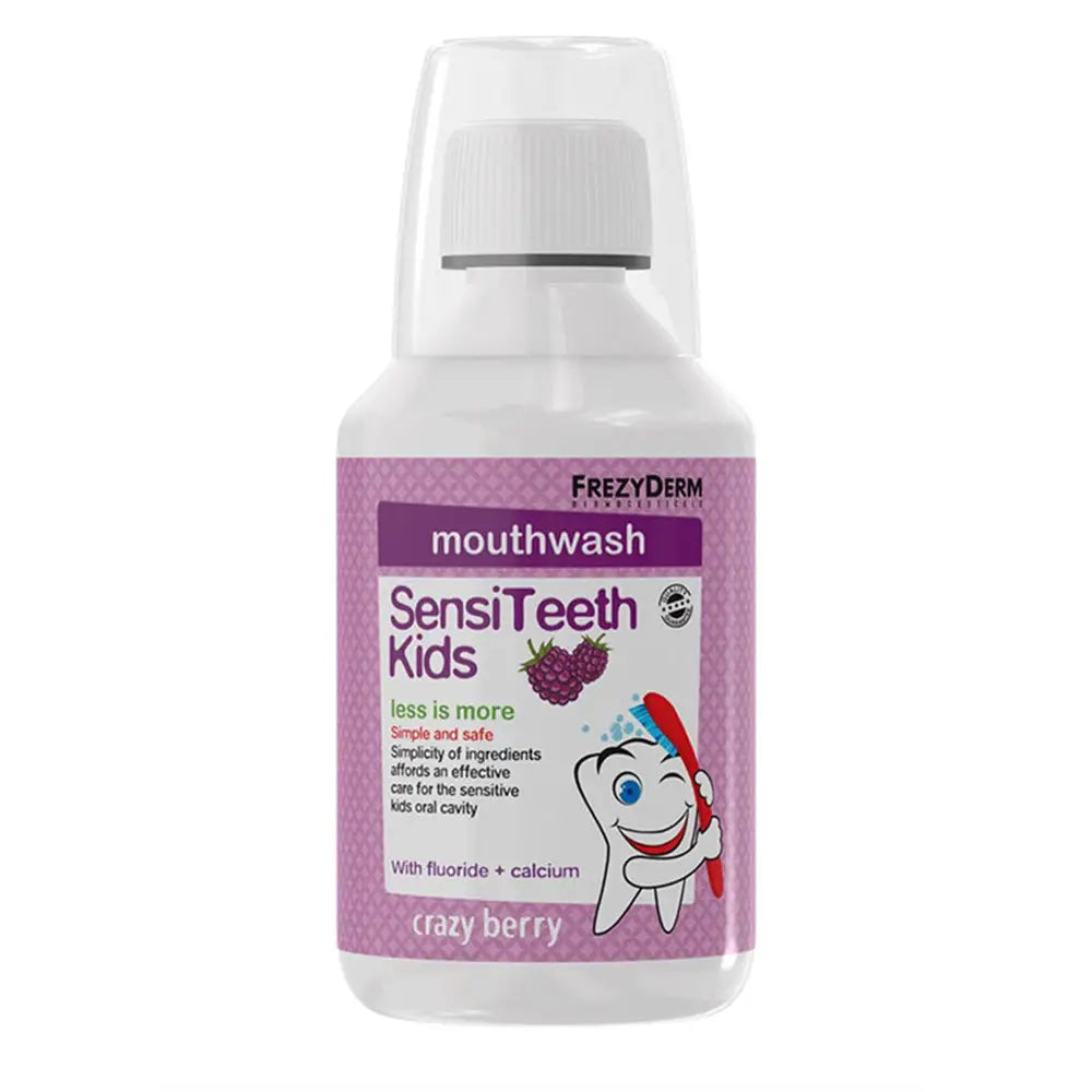 51347-FrezyDerm Sensi Teeth Kids Mouthwash 250ml - Crazyberry