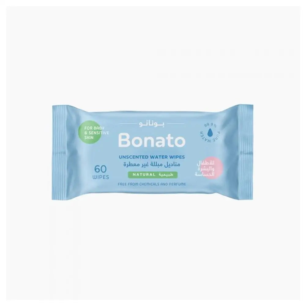 51353-Bonato Unscented Water Wipes 60 Wipes
