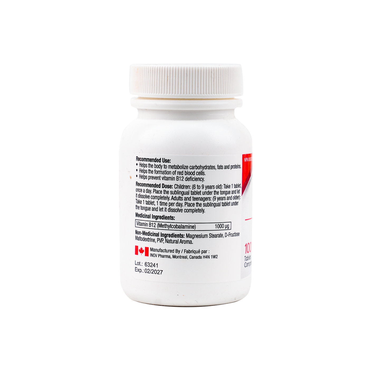 Inov Pharma Sublingual B12 1000mcg 100Tablets