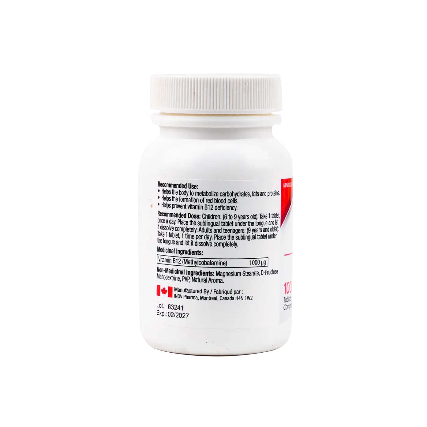 Inov Pharma Sublingual B12 1000mcg 100Tablets