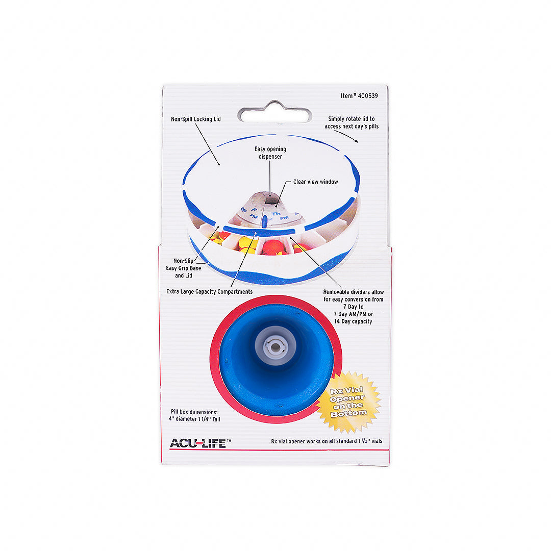 acu life easy grip pillbox 7 days am pm pillbox 400539