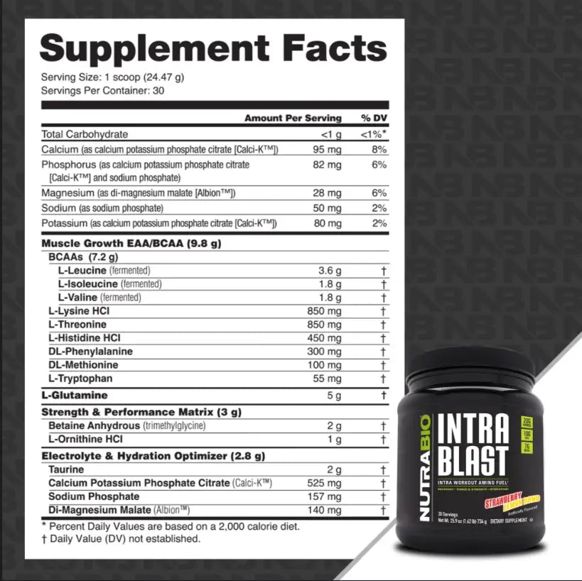 51607-Nutrabio Intra Blast 734g - Strawberry Lemon Bomb Flavor +1