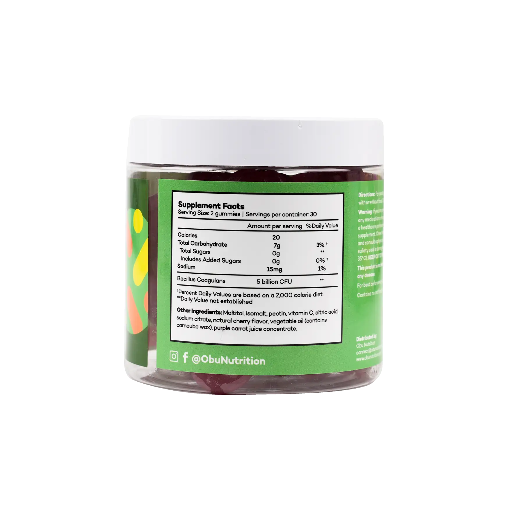 Obu Probiotic Cherry Flavor 60 Gummies