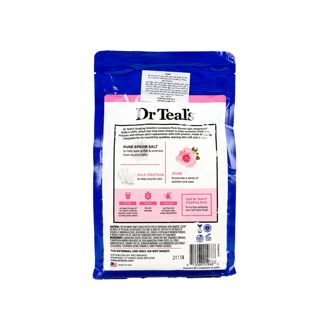 51652-Dr Teals Pure Epsom Salt Soaking Solution 1.36Kg-Rose &amp; Milk +1
