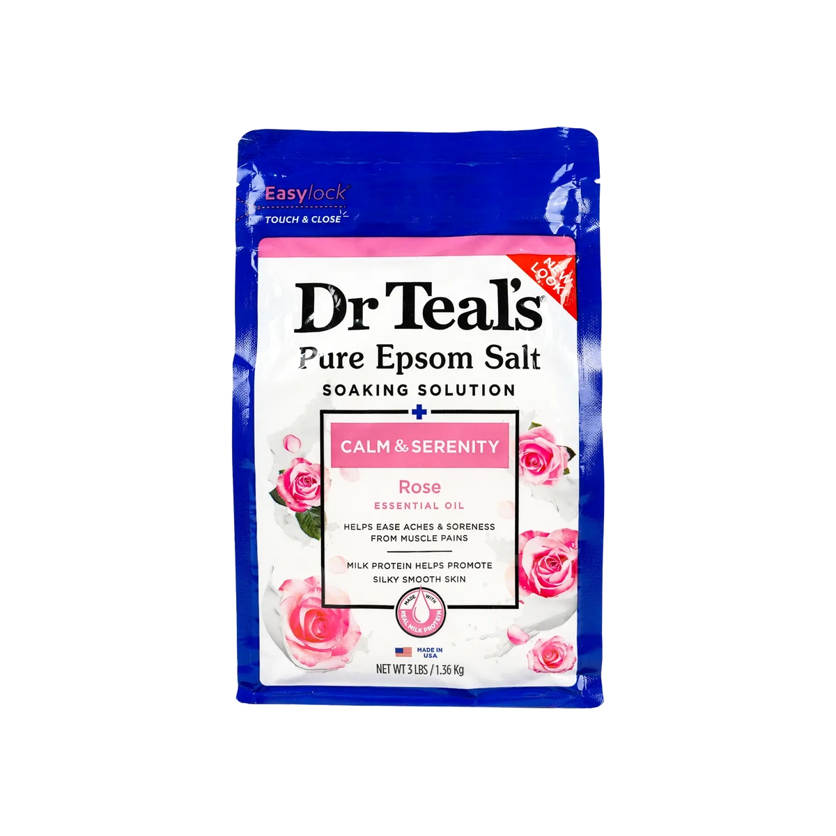 51652-Dr Teals Pure Epsom Salt Soaking Solution 1.36Kg-Rose & Milk