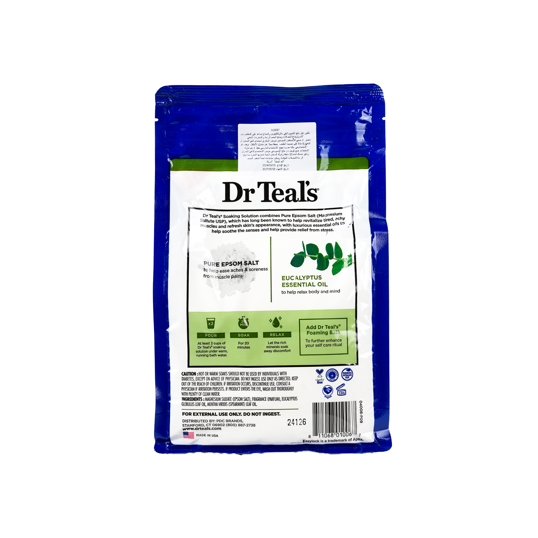 Dr Teals Pure Epsom Salt Soaking Solution 1.36Kg - Spearmint