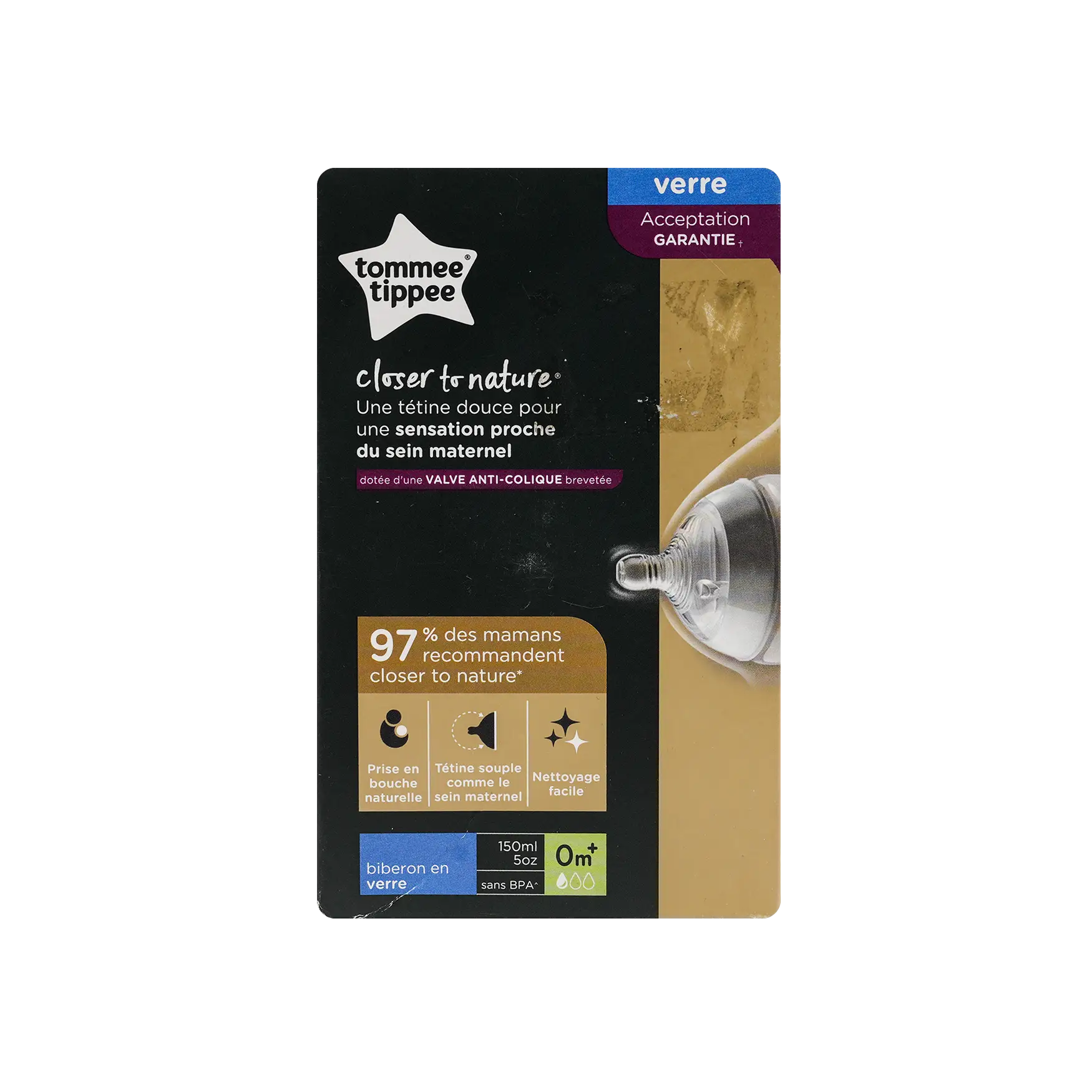 Tommee Tippee Closer To Nature Bottle Glass 0m+ 150ml-4378