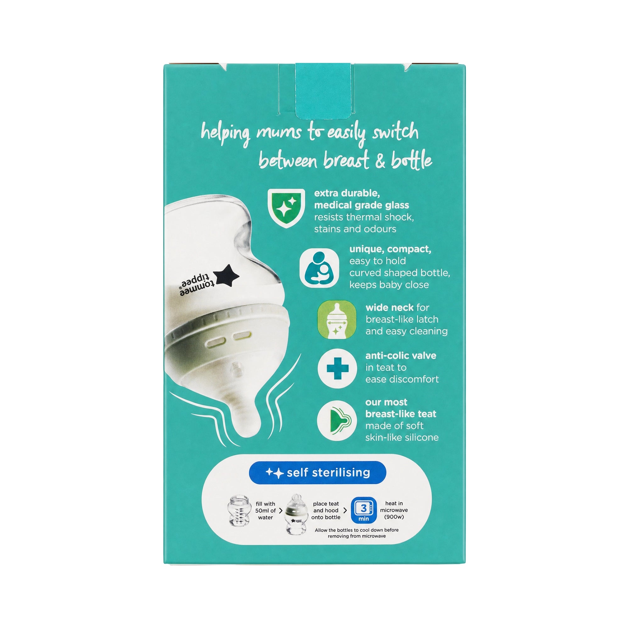 Tommee Tippee Closer To Nature Bottle Glass 0m+ 150ml-4378