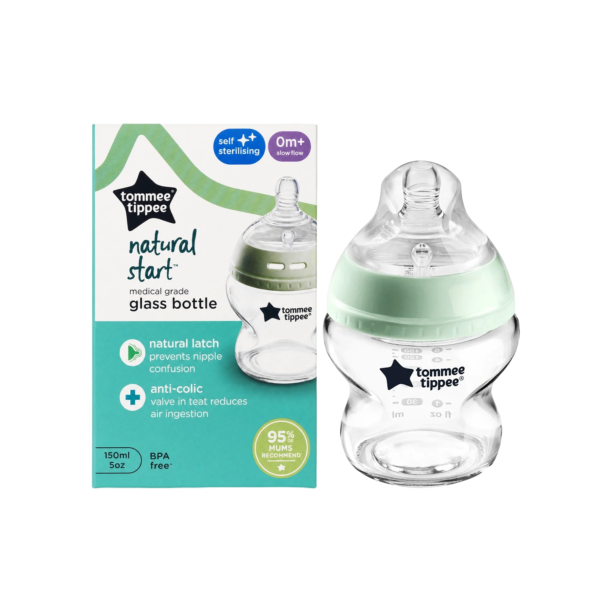 Tommee Tippee Closer To Nature Bottle Glass 0m+ 150ml-4378