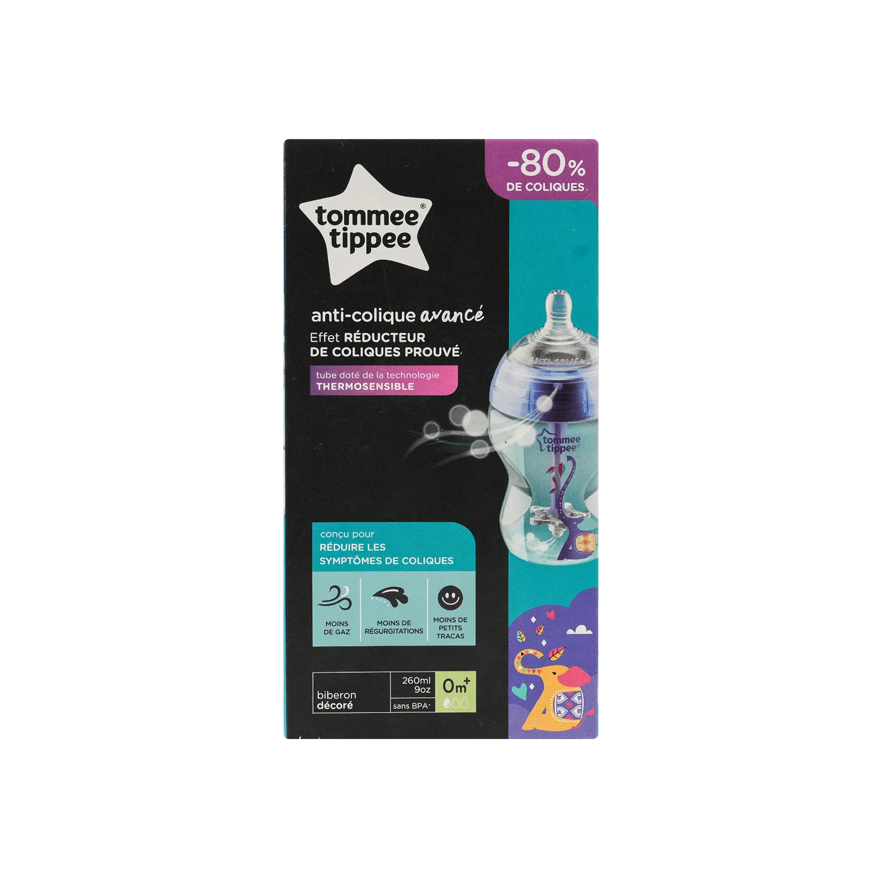 Tommee Tippee Advance Anti-Colic Bottle 0m+ 260ml-5757-Blue