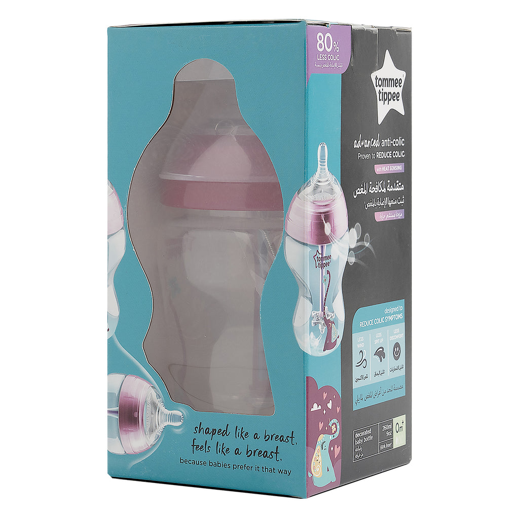 Tommee Tippee Advance Anti-Colic Bottle 0m+ 260ml-5764-Pink