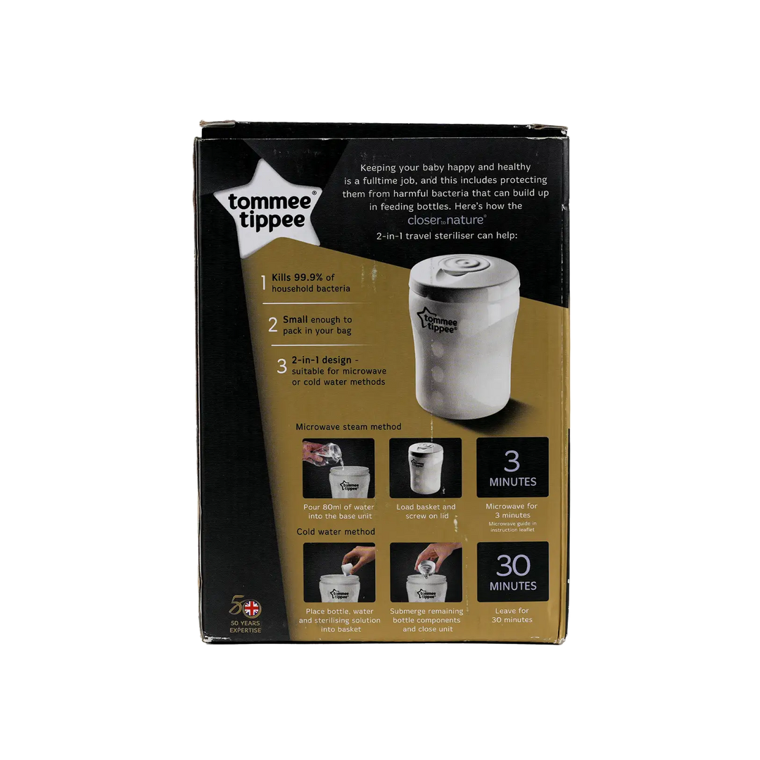 51750-Tommee Tippee 2in1 Travel Steriliser Bottle 0m+ 260ml -1000 +4