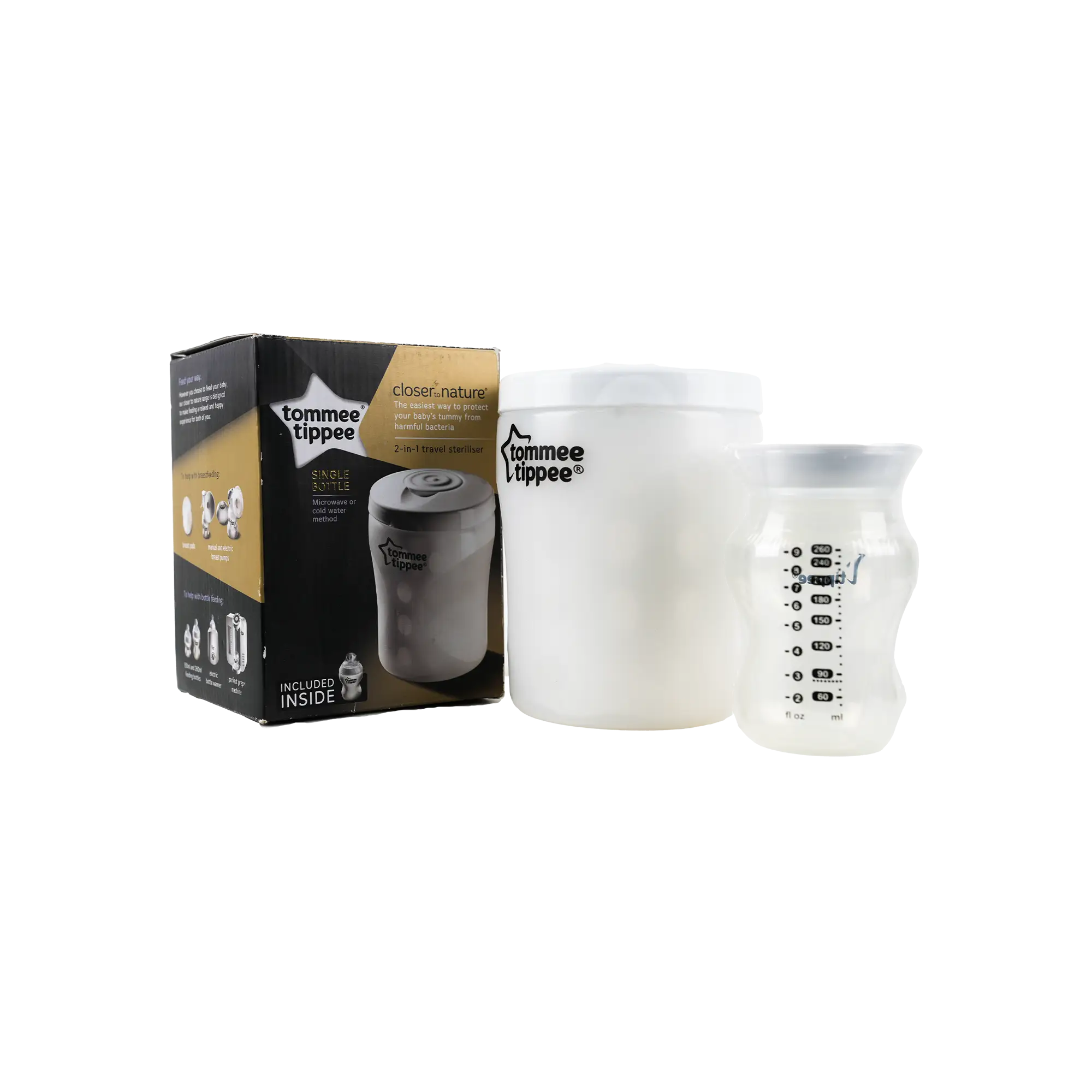 Tommee Tippee 2in1 Travel Steriliser Bottle 0m+ 260ml -1000