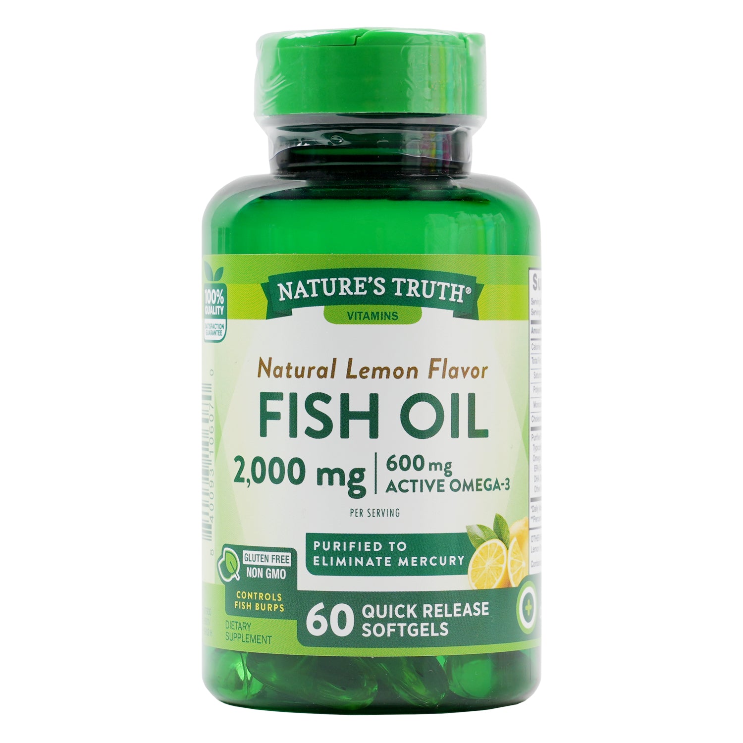 Nature's Truth Fish Oil 2000mg 60Softgels - Lemon Flavor