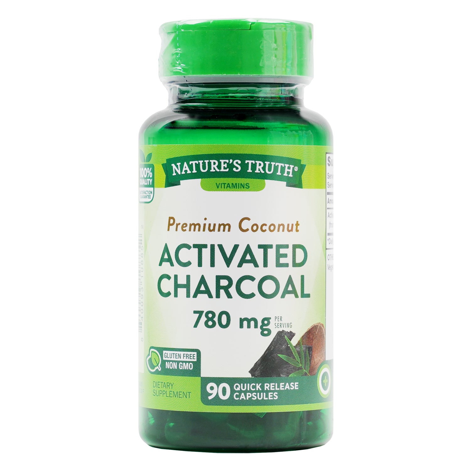 Nature's Truth Activated Charcoal 780mg 90Capsules - Coconut